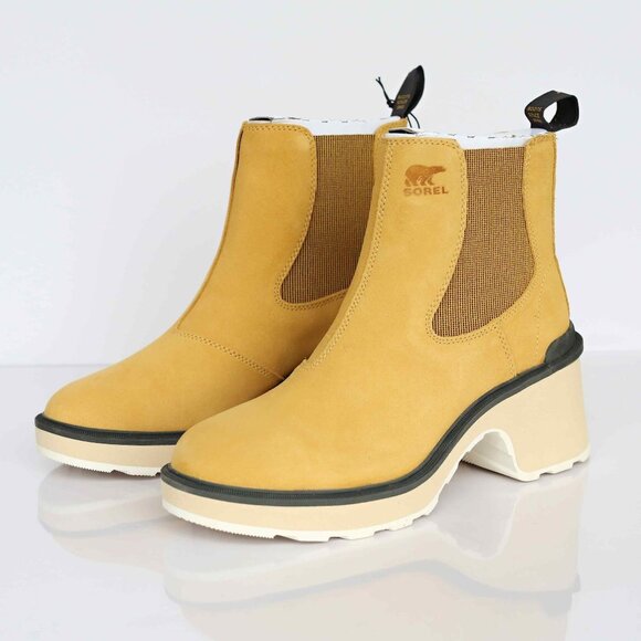 New! Sorel Hi-Line Heel Chelsea in Geo Yellow, Jet, Size 10 - Picture 1 of 8